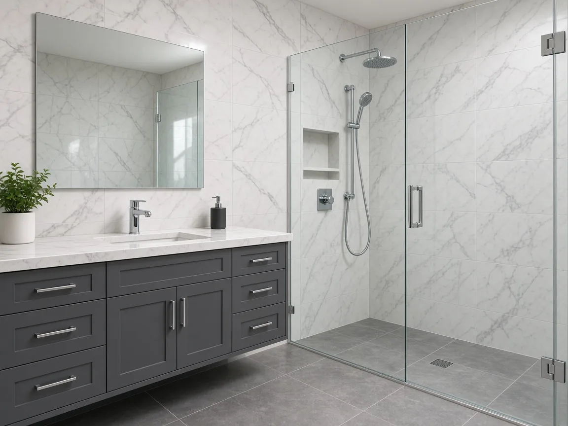 Gaziantep banyo tadilatı modern seramik ve duş alanı